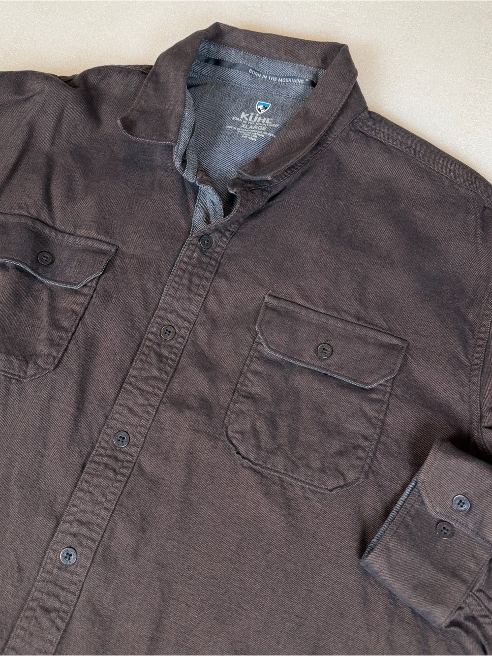 Kuhl Descendr Flannel Shirt Men's XL Brown Long Sleeve Button Outdoor 7244 hike